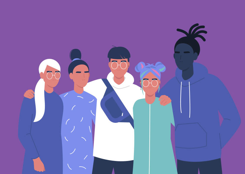 Illustration of a group of friends together.
